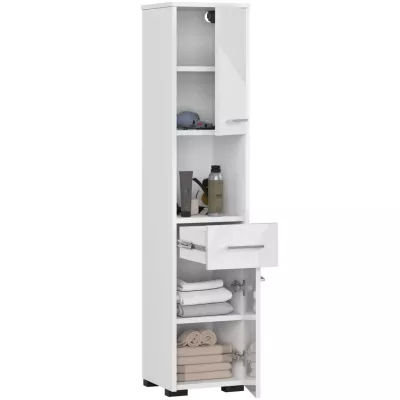 Badezimmerschrank mit Schublade MERALYA - weiß / weiß glänzend