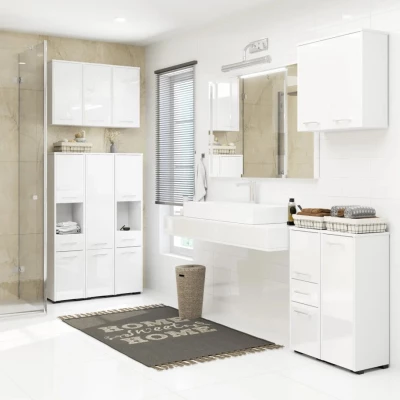 Badezimmerschrank mit Schublade MERALYA - weiß / weiß glänzend