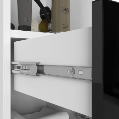 Badezimmerschrank mit Schublade MERALYA - weiß/schwarz glänzend