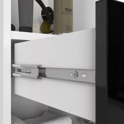Badezimmerschrank mit Schublade MERALYA - weiß/schwarz glänzend