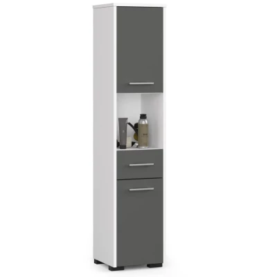 Badezimmerschrank mit Schublade MERALYA - weiß/grau