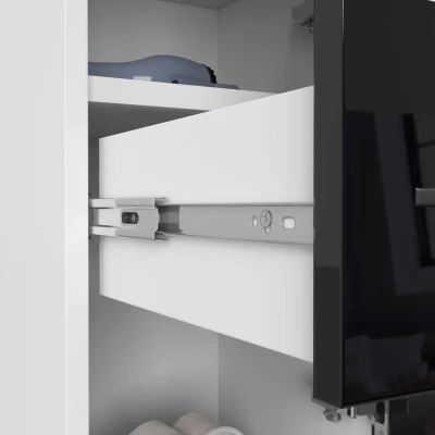 Kleiner Badezimmerschrank MERALYA – weiß/schwarz glänzend