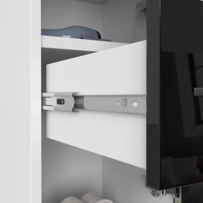 Kleiner Badezimmerschrank MERALYA – weiß/schwarz glänzend