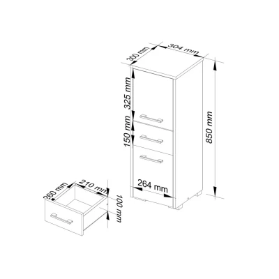 Kleiner Badezimmerschrank MERALYA - weiß/grau