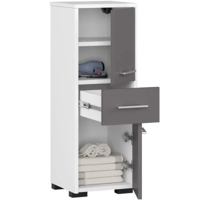 Kleiner Badezimmerschrank MERALYA - weiß/grau