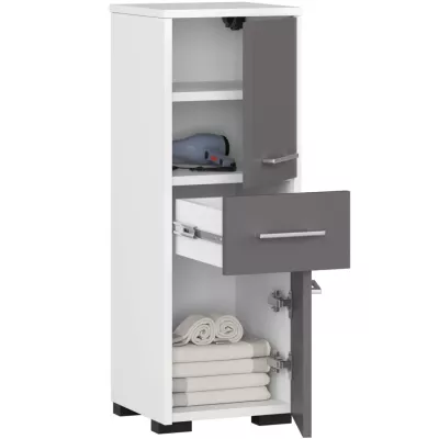 Kleiner Badezimmerschrank MERALYA - weiß/grau