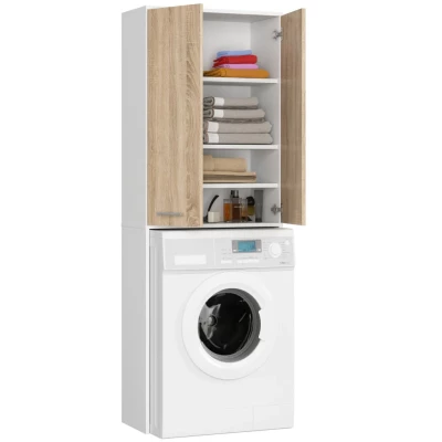 Hochschrank über der Waschmaschine MERALYA - weiß / Sonoma Eiche