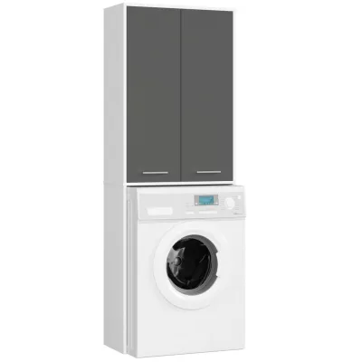 Hochschrank über der Waschmaschine MERALYA - weiß/grau