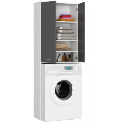 Hochschrank über der Waschmaschine MERALYA - weiß/grau