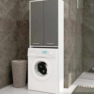 Hochschrank über der Waschmaschine MERALYA - weiß/grau