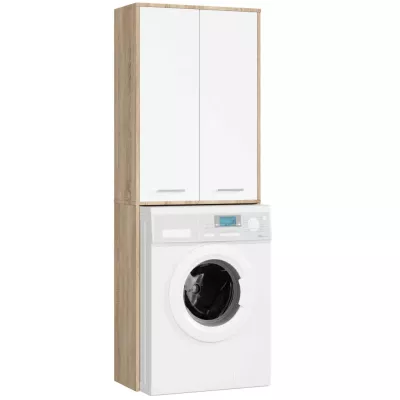Hochschrank über der Waschmaschine MERALYA - Sonoma Eiche / Weiß