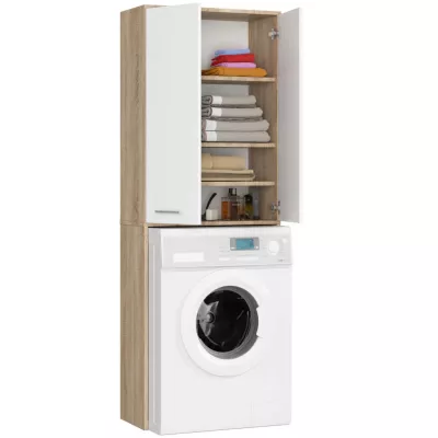 Hochschrank über der Waschmaschine MERALYA - Sonoma Eiche / Weiß