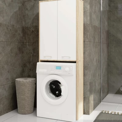Hochschrank über der Waschmaschine MERALYA - Sonoma Eiche / Weiß