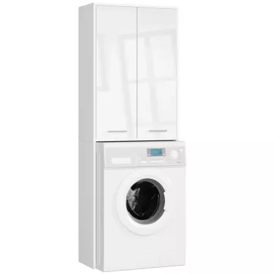 Hochschrank über der Waschmaschine MERALYA - weiß / weiß glänzend