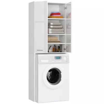 Hochschrank über der Waschmaschine MERALYA - weiß / weiß glänzend