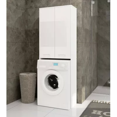 Hochschrank über der Waschmaschine MERALYA - weiß / weiß glänzend