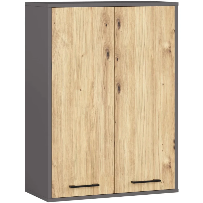 MERALYA Wand-Badezimmerschrank – Grau / Artisan Eiche