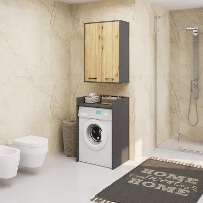 MERALYA Wand-Badezimmerschrank – Grau / Artisan Eiche
