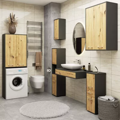 MERALYA Wand-Badezimmerschrank – Grau / Artisan Eiche