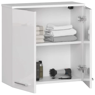 MERALYA Wand-Badezimmerschrank – weiß / weiß glänzend