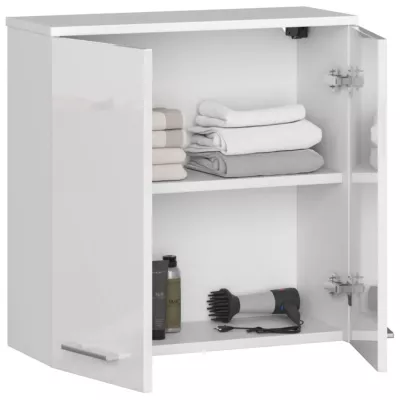 MERALYA Wand-Badezimmerschrank – weiß / weiß glänzend