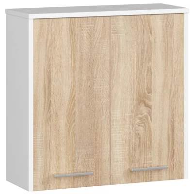 Wand-Badezimmerschrank MERALYA – Weiß / Sonoma Eiche