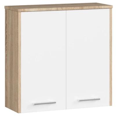Wand-Badezimmerschrank MERALYA – Sonoma Eiche / Weiß