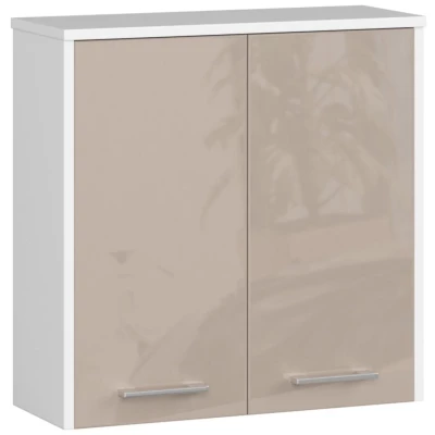 MERALYA Wand-Badezimmerschrank – Weiß/Cappuccino Hochglanz