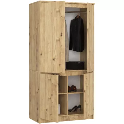Viertüriger Kleiderschrank 90 cm LOTA - Artisan Eiche