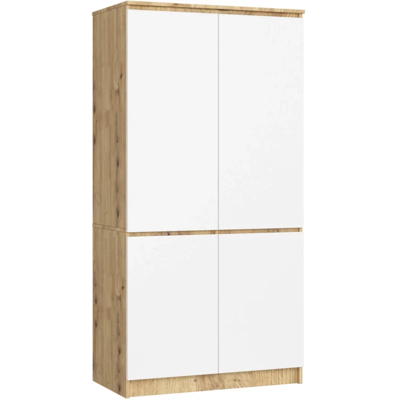 Viertüriger Kleiderschrank 90 cm LOTA – Artisan Eiche/weiß