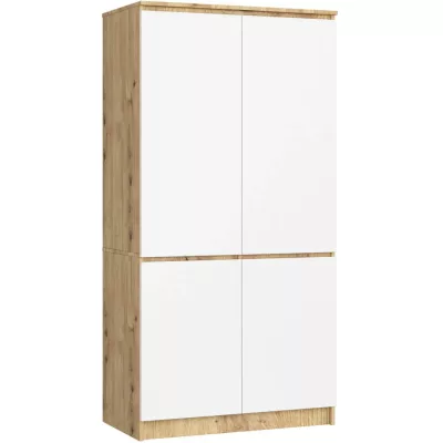 Viertüriger Kleiderschrank 90 cm LOTA – Artisan Eiche/weiß
