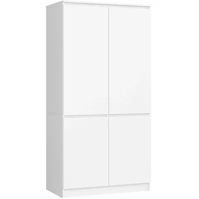 Viertüriger Kleiderschrank 90 cm LOTA - weiß