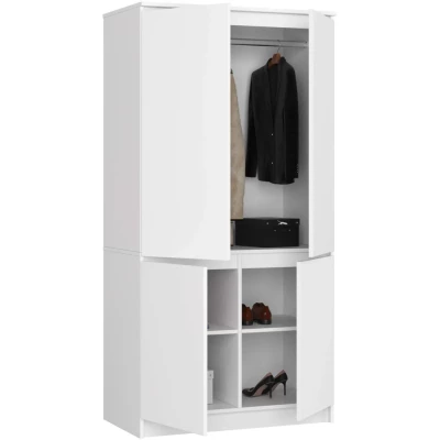 Viertüriger Kleiderschrank 90 cm LOTA - weiß