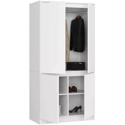 Viertüriger Kleiderschrank 90 cm LOTA - weiß