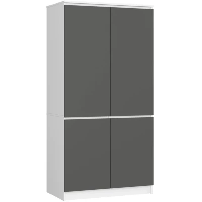 Viertüriger Kleiderschrank 90 cm LOTA - weiß/grau