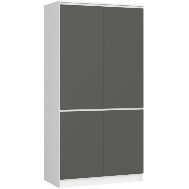 Viertüriger Kleiderschrank 90 cm LOTA - weiß/grau