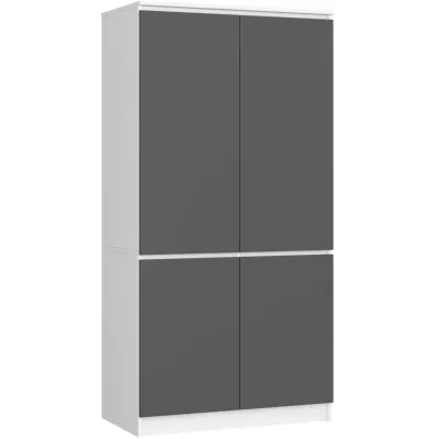 Viertüriger Kleiderschrank 90 cm LOTA - weiß/grau