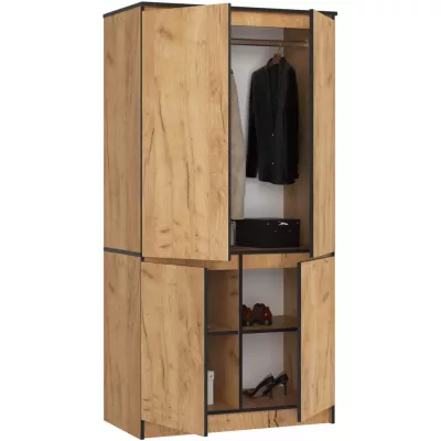 Viertüriger Kleiderschrank 90 cm LOTA - Craft Eiche