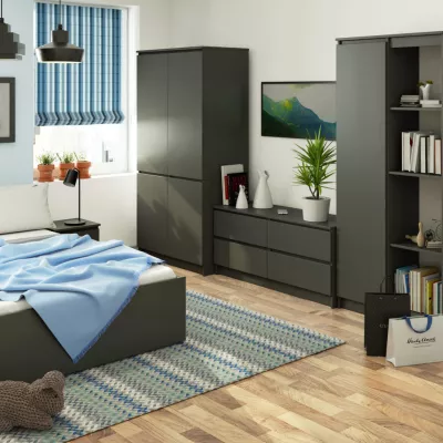 Viertüriger Kleiderschrank 90 cm LOTA - grau