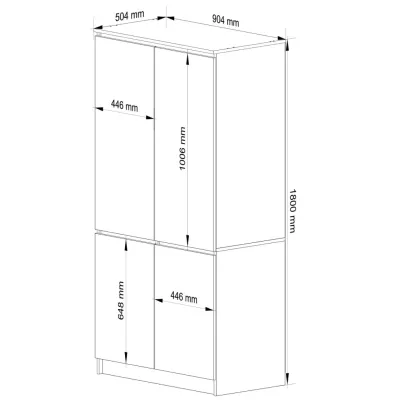 Viertüriger Kleiderschrank 90 cm LOTA - grau / Artisan Eiche