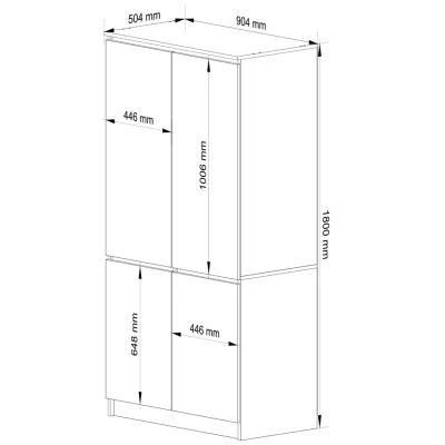 Viertüriger Kleiderschrank 90 cm LOTA - Sonoma Eiche