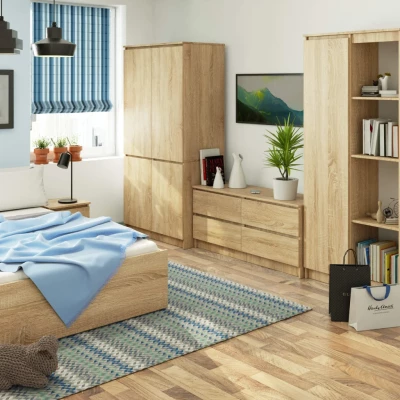 Viertüriger Kleiderschrank 90 cm LOTA - Sonoma Eiche