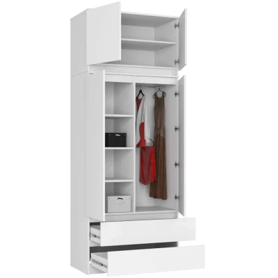 Kleiderschrank mit 90 cm Auszug LOTA - weiß