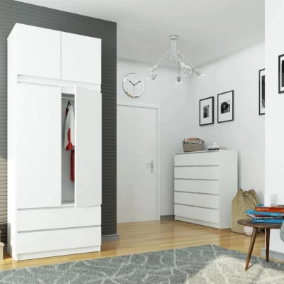 Kleiderschrank mit 90 cm Auszug LOTA - weiß