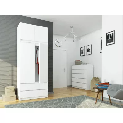 Kleiderschrank mit 90 cm Auszug LOTA - weiß