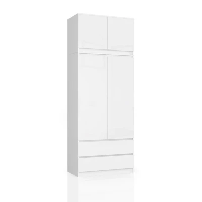 Kleiderschrank mit 90 cm Auszug LOTA – weiß / glänzend weiß