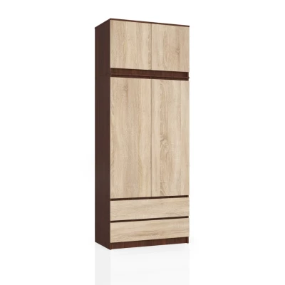 Kleiderschrank mit 90 cm Auszug LOTA – Wenge/Sonoma Eiche