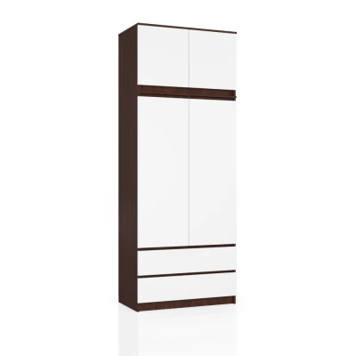 Kleiderschrank mit 90 cm Auszug LOTA – Wenge/Weiß