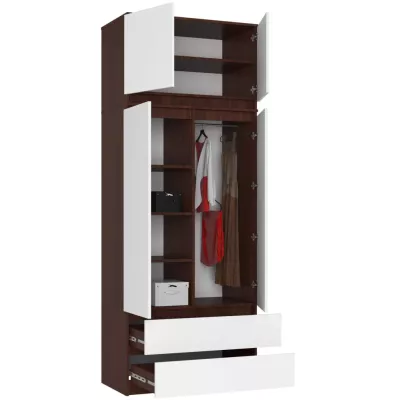 Kleiderschrank mit 90 cm Auszug LOTA – Wenge/Weiß