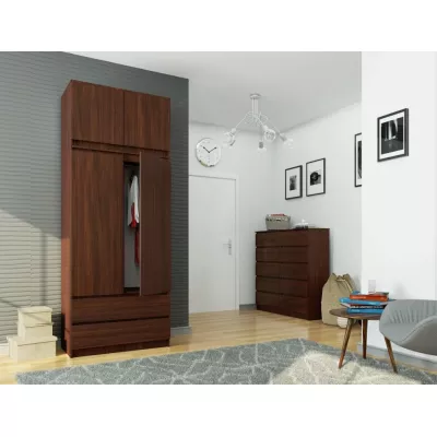 Kleiderschrank mit 90 cm Auszug LOTA - Wenge